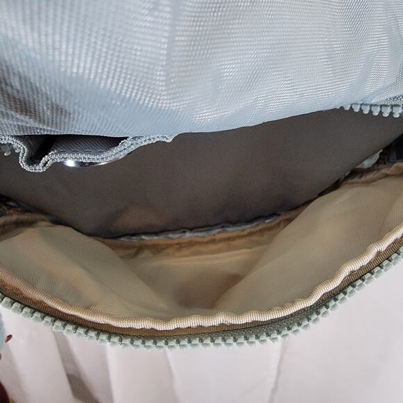 Kipling City Backpack Womens Medium Light Blue Drawstring Flap Monkey Keychain - Picture 7 of 12